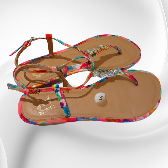 Report Toucan Women's Colorful Gemstones Embellished Flat Sandals - Picture 13 of 16